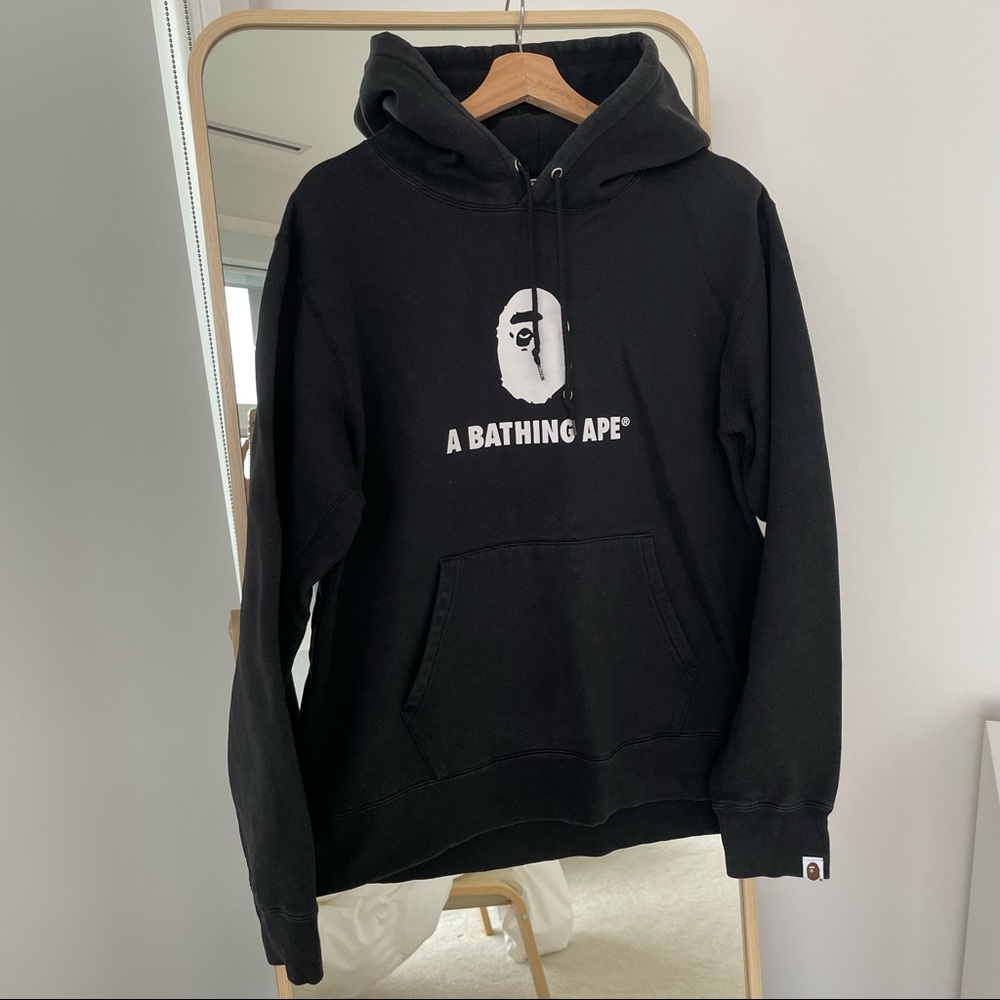 Bape Black Hoodie with White Logo